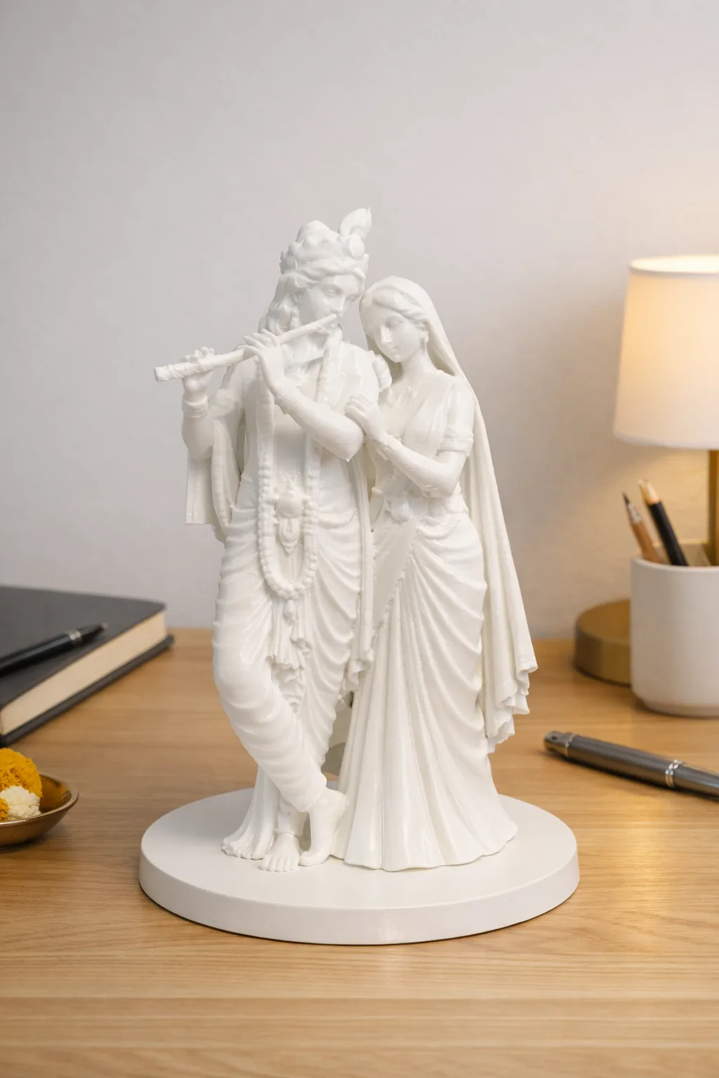 Radha Krishna White Decorative Idol for Home & Pooja view 2